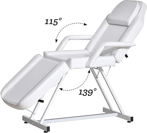 Miniatura 5 de Paddie Mesa facial silla de tatuaje cama de masaje ajustable profesional para estética de belleza spa microblading color blanco