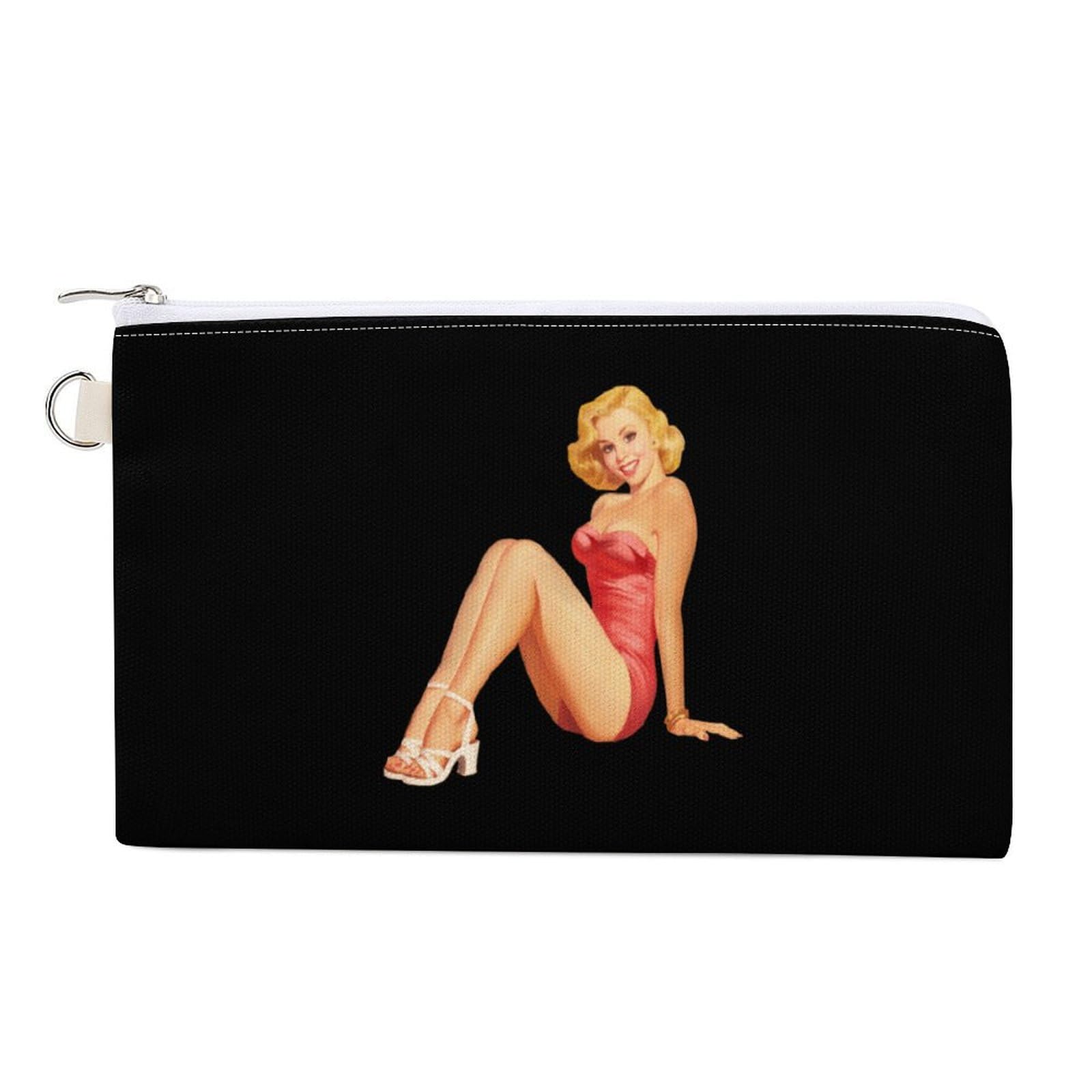 Pin Up Girl Vintage Cute Coin Purse Travel Small Makeup Bag Pencil Pouch 7.4 × 4.6 Inch