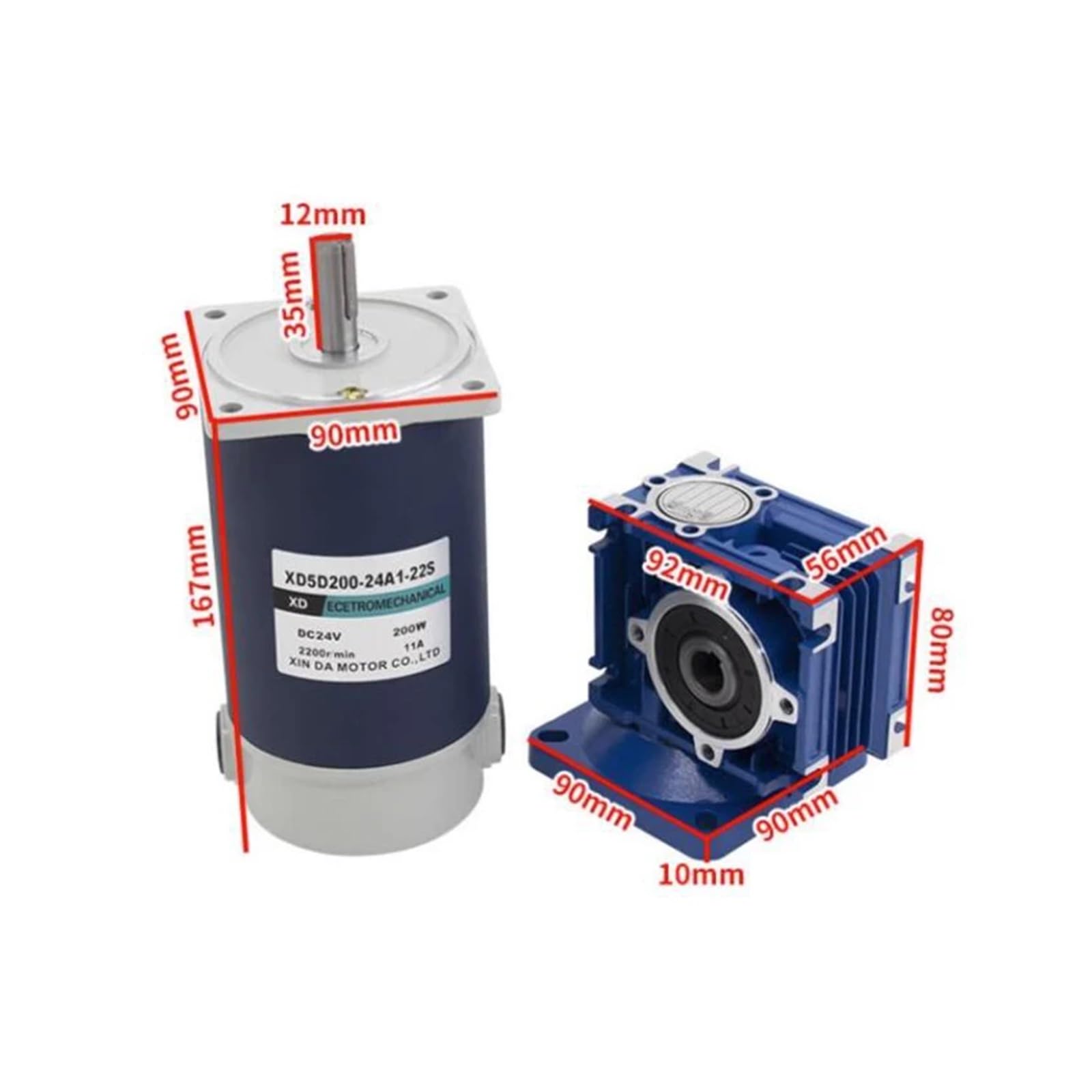 12 V 24 V Wysoki moment obrotowy do przodu i do tyłu RV30 2200 obr./min, silnik regulujący prędkość 200 W Przekładnia ślimakowa Silnik z przekładnią DC(12V,70RPM)