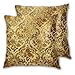 VINISATH Lot de 2 Housses de Coussin Decoratif Vintage Or Beige dans des Motifs dorés ferraille Rustique Rouille de Couleur Marron Taie d'oreiller pour Décoration D'intérieur 60x60cm