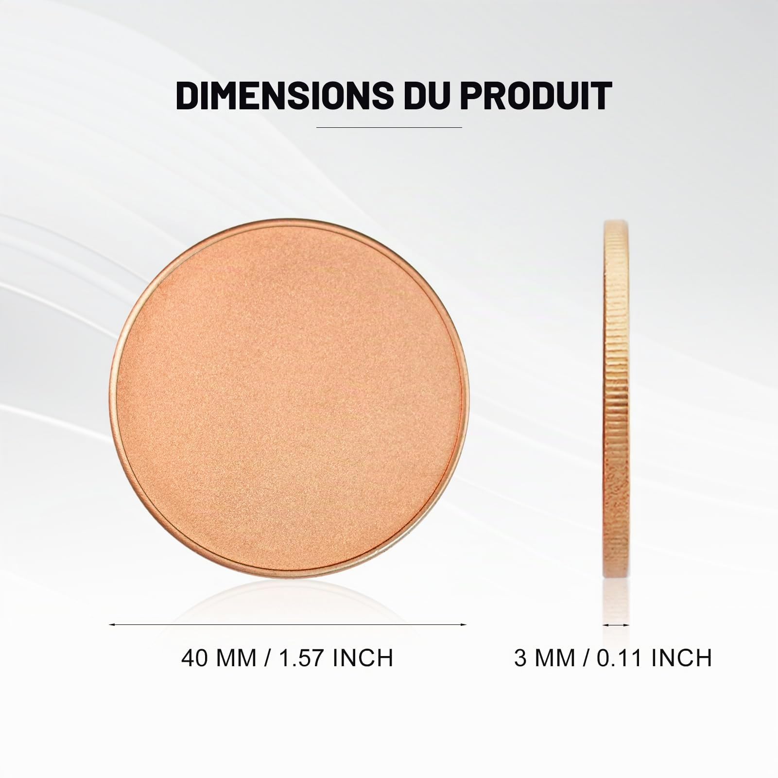 ComMarker Lot de 20 pièces vierges en cuivre - 3 mm d'épaisseur - Bords filetés - 40 mm - Boîte de protection en acrylique pour mariage, bricolage, gravure, voyage, collection commémorative