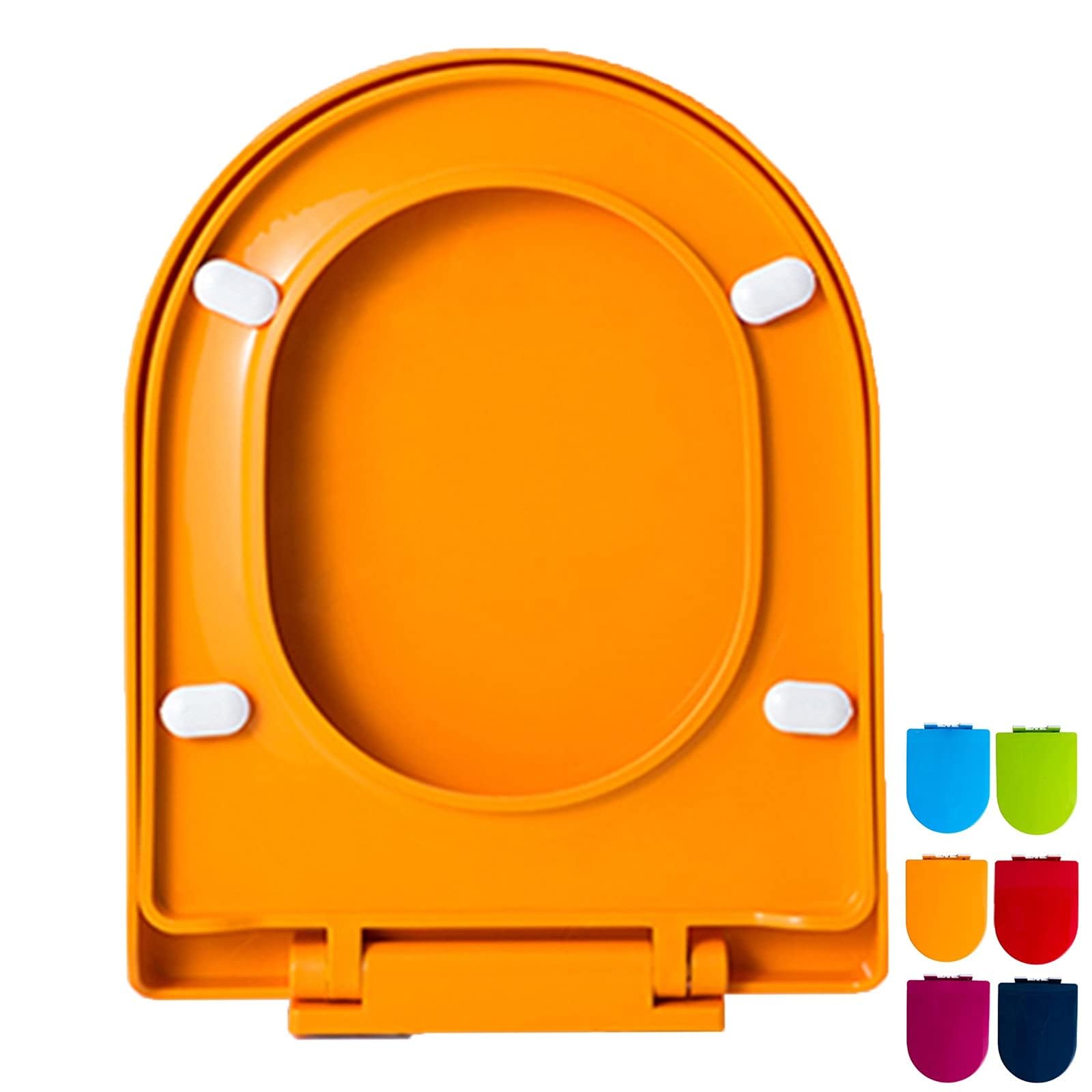 Soft Close Close Toilet seat D-Shaped Shaped Quick Release Orange Fixing, Adjustable, Lightweight, Durable, Portable, User-Friendly, Compact, Hinges