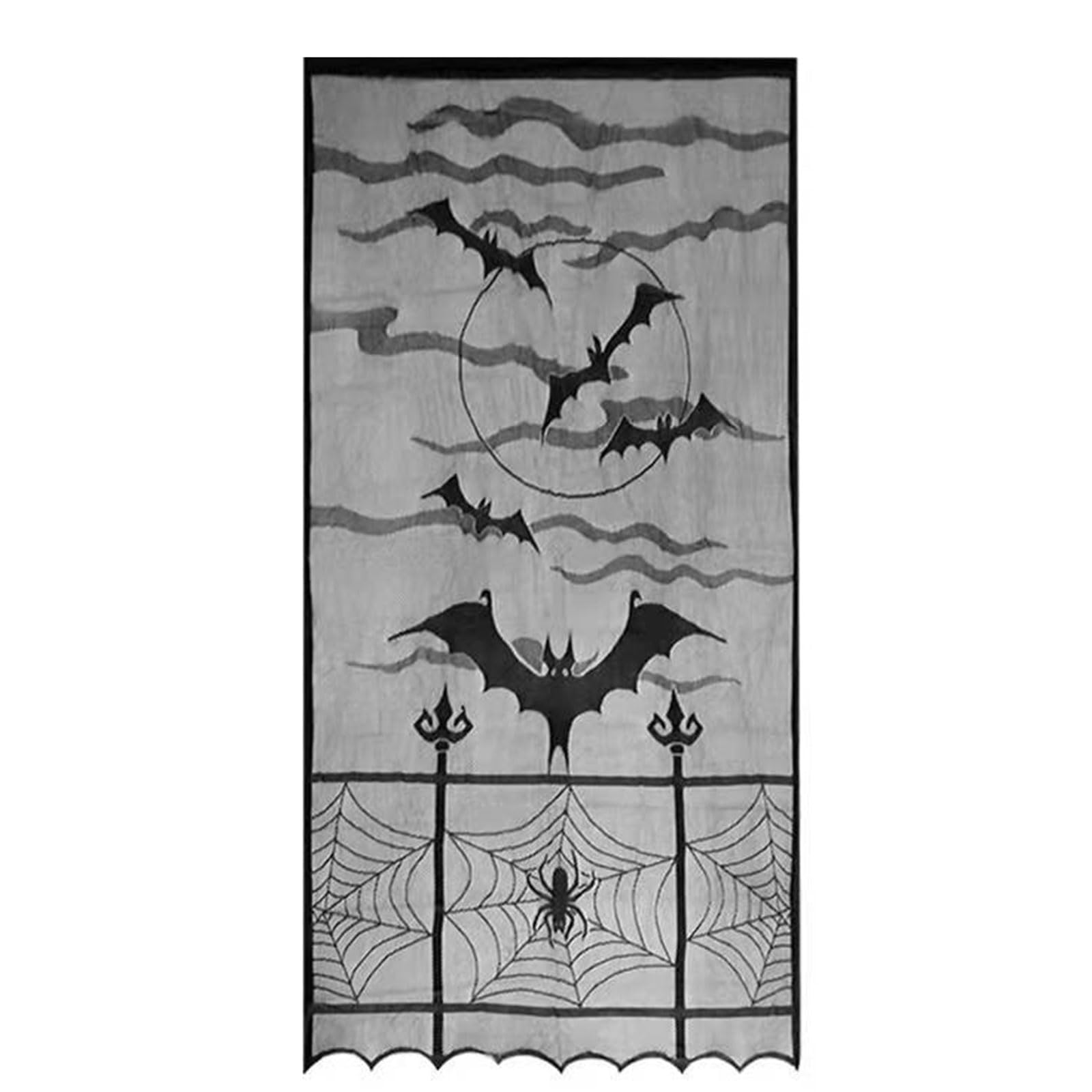 YWLUUOO Halloween Lace Tablecloth Rectangular Web Table Runner Black Placemat Spiderweb Mantel Decoration and Curtain Halloween Curtain