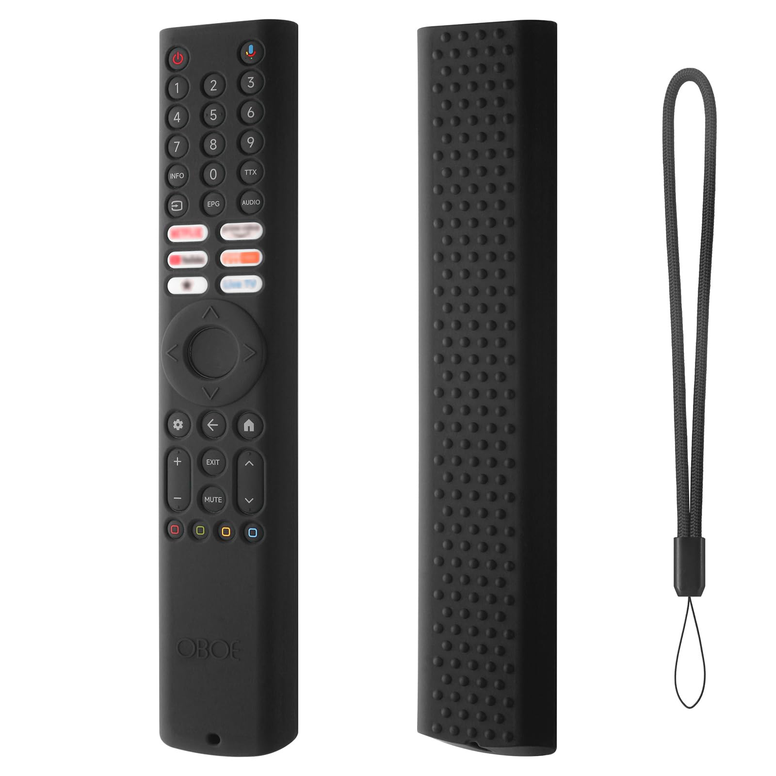 Oboe Silicone TV Remote Cover 'Compatible with' Xiaomi Mi Tv FX Series Remote XMRM-21 Protective Case with Lanyard (E-Black) [Remote NOT Included]-image-41