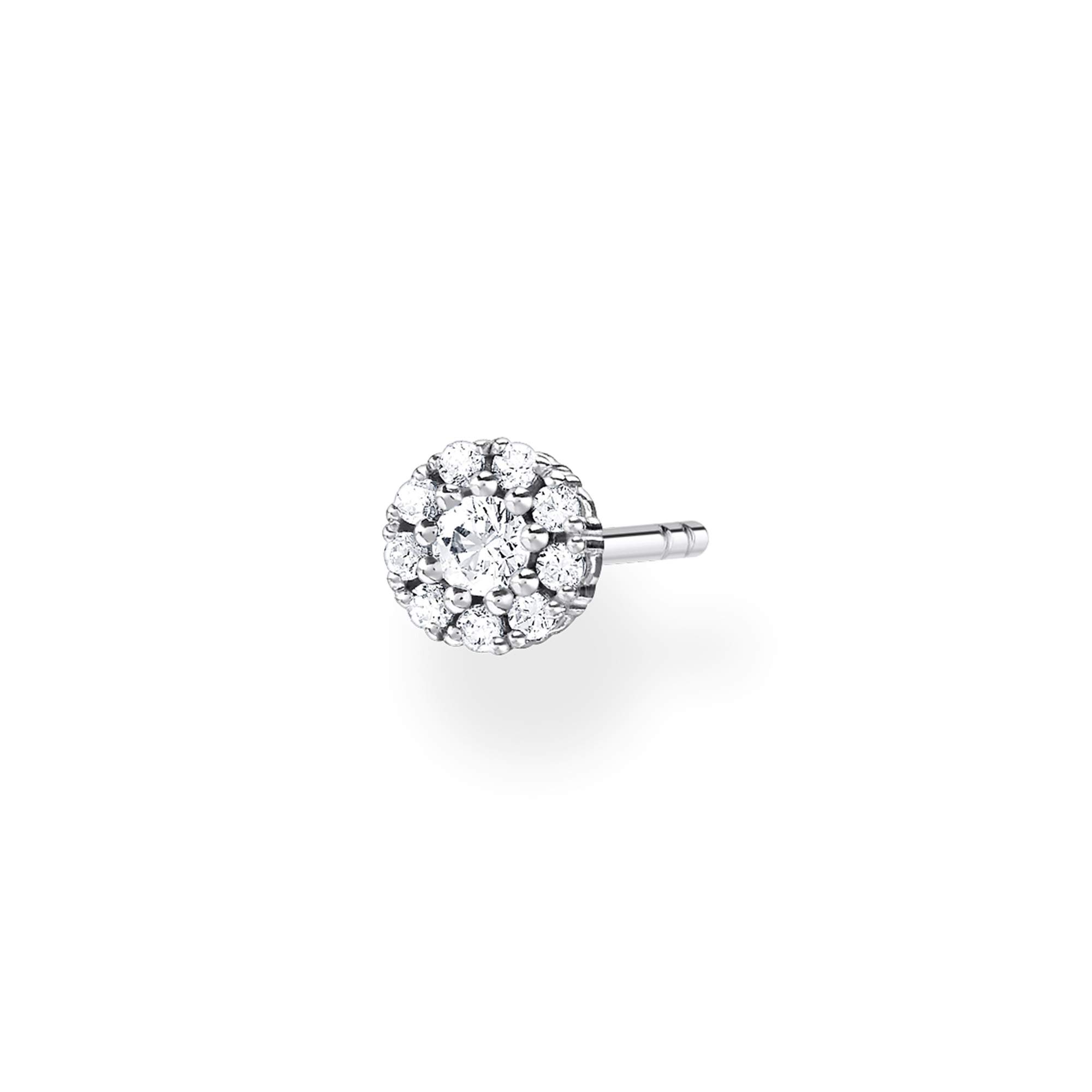 Thomas Sabo Single Stud Earrings White Stones 925 Sterling Silver H2141