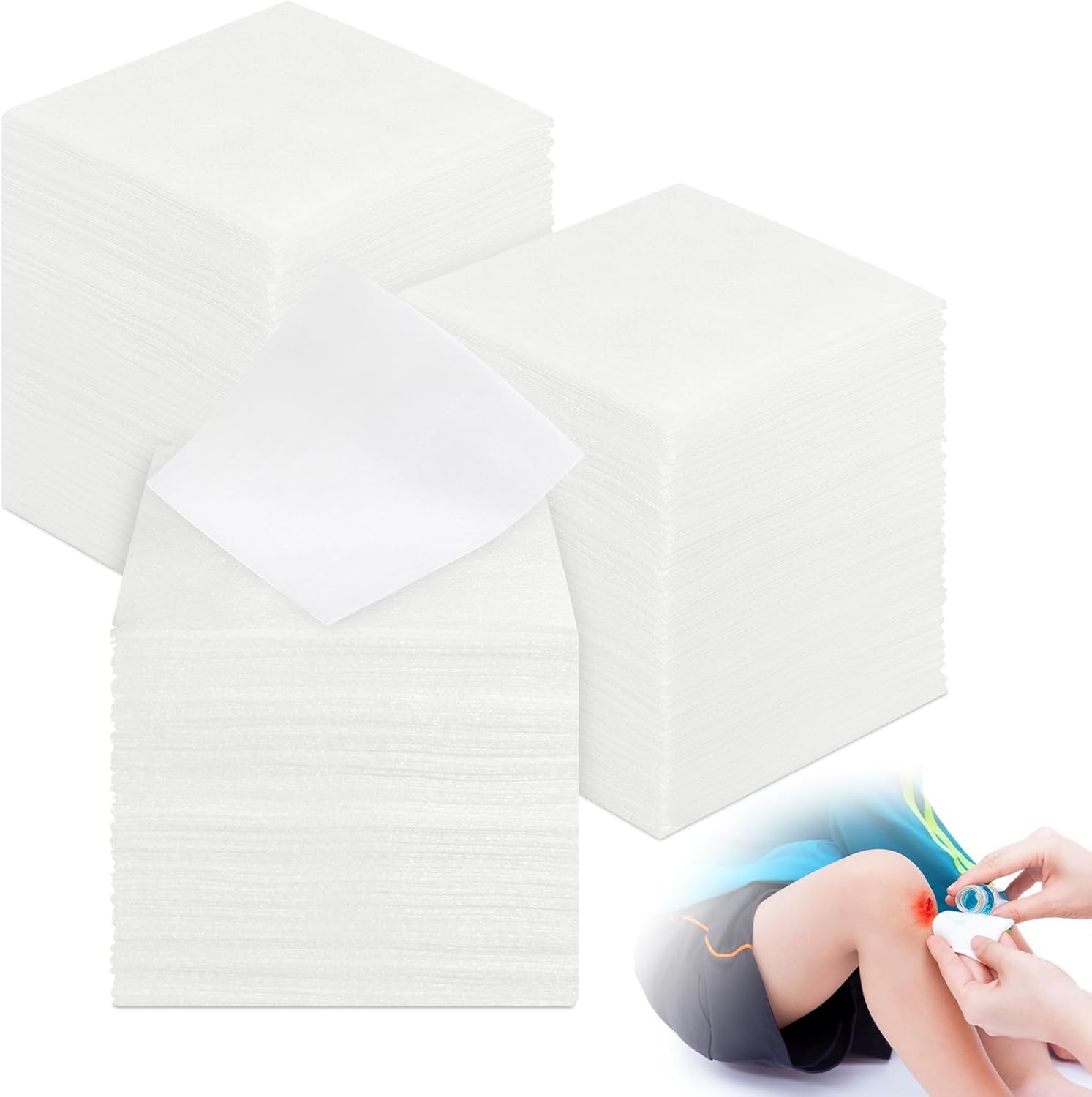 100pcs Medical Non Woven Gauze Swabs - 4-Ply 10X10Cm Disposable Gauze Sponges for Wounds and Makeup Remover Face Care Dressing