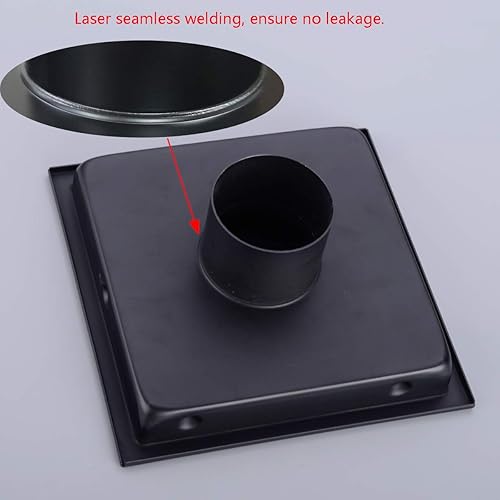 Miniatura 5 de TRUSTMI Drenaje de ducha cuadrado de 6 pulgadas, color negro mate con rejilla extraíble, cubierta de drenaje de piso de rejilla extraíble, salida