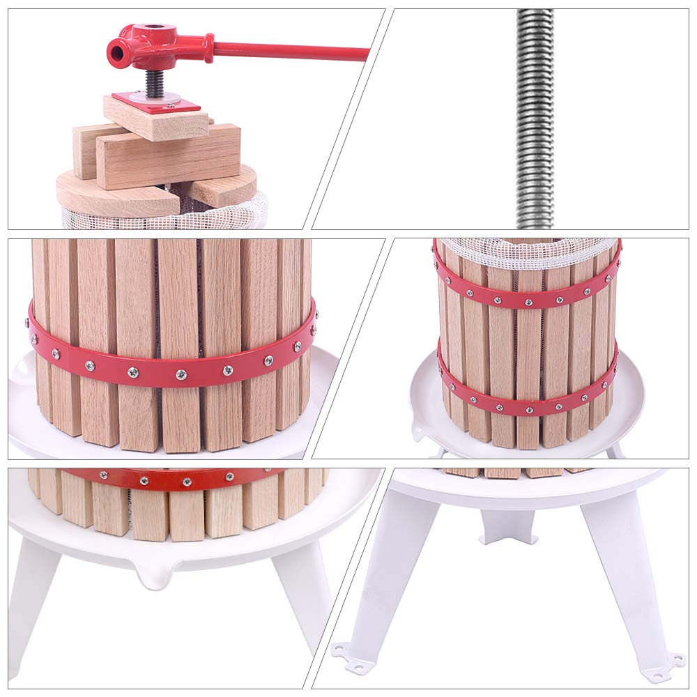 XMTECH Presse à fruits, 6 l, avec chiffon de pressage, mécanique, pour vin, pommes, maïs, bricolage, 6 l
