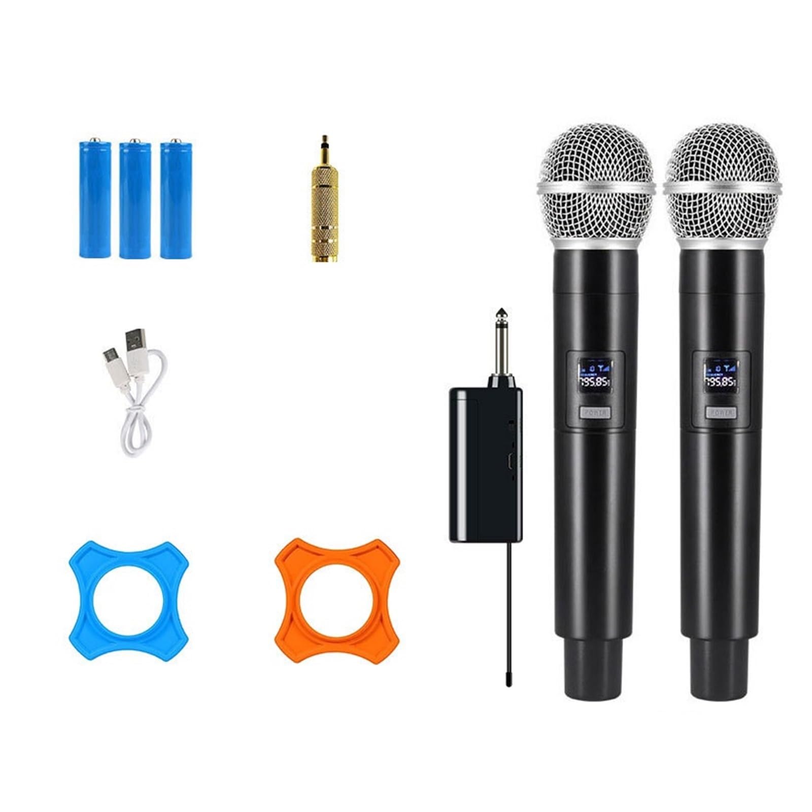 Micrófono Inalámbrico Dual For Karaoke, Micrófono Dinámico De Mano, Receptor Recargable UHF, Portátil, For Fiesta De Boda, Discurso, Club, Reunión(Two Mic)