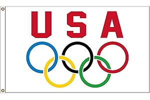 USA Olympic Flag 3x5ft American Pride Decoration of Pongee Polyester with Brass Grommets