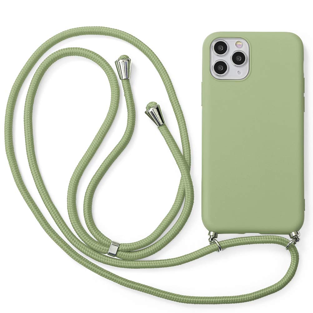 Yoedge kompatybilny z iPhone 11 6,1", etui na telefon z bardzo cienkim przewodem Soft TPU Bumper Etui 360 stopni, odporne na wstrząsy z regulowanym sznurkiem, zielone