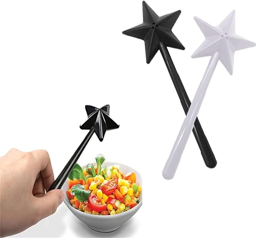 Salero y pimentero mágico, salero y pimentero, varita mágica, varita de hada, salero y pimentero, Halloween, accesorios de cocina de Navidad (negro