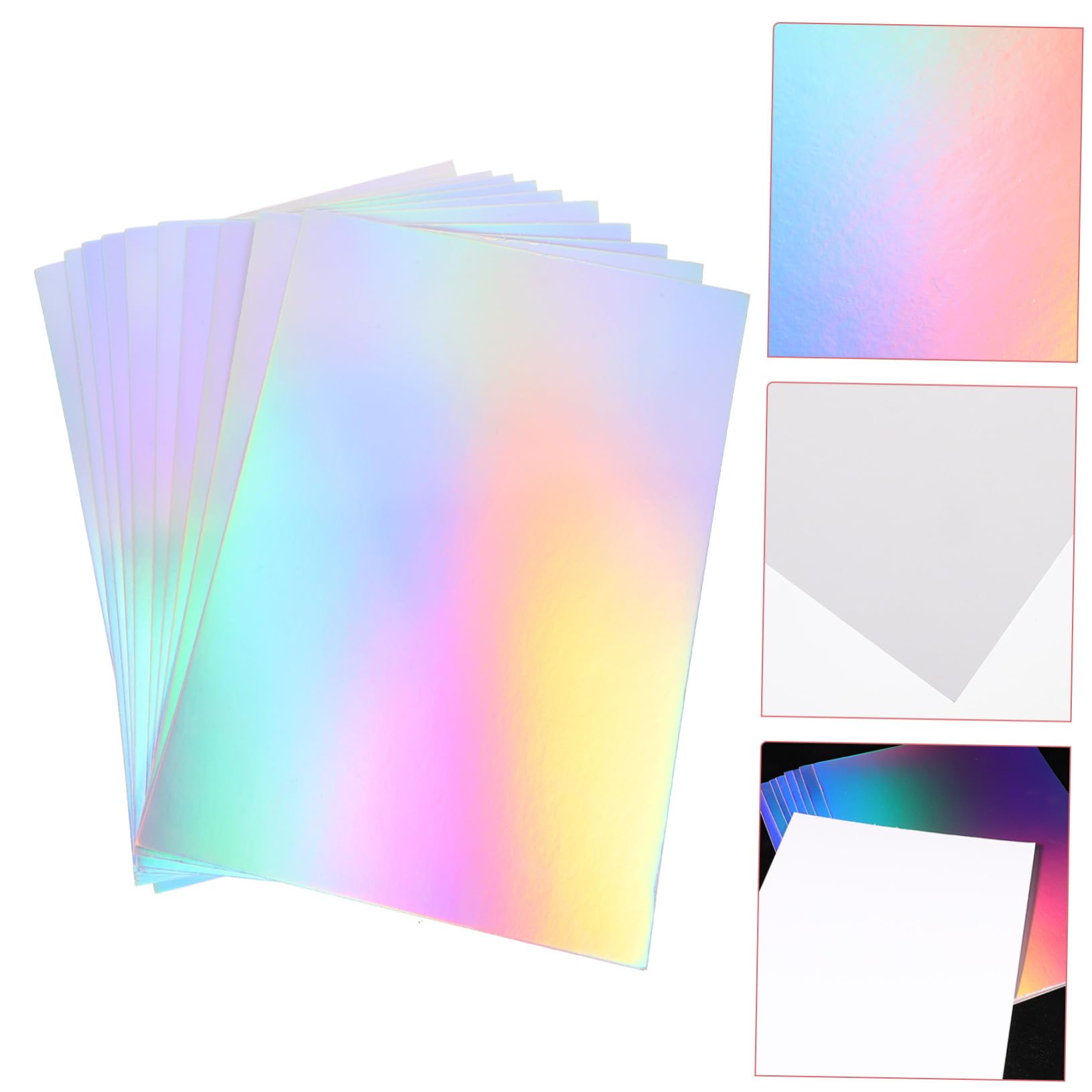 Operitacx 50 Papeles Decorativos Plegables de Cartón para Manualidades, Papel Holográfico Fácil de Usar, Formato Cuadrado A4 Adecuado para Proyectos Artísticos y Recortes