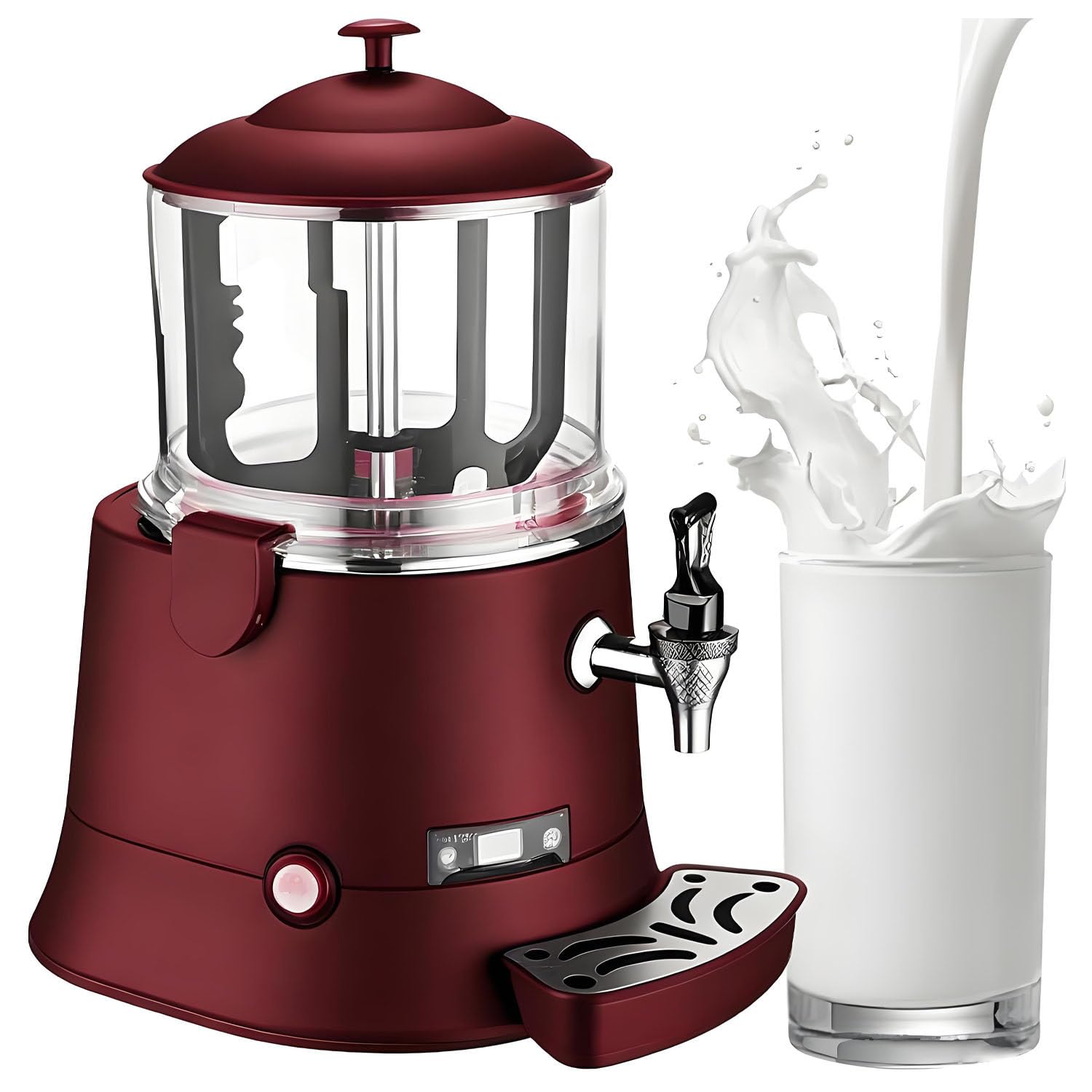 UORDBY Commercial Hot Chocolate Dispenser Machine 5L/10L, Electric Hot Beverage Maker, 30~90℃ Temp Control, 400W Hot Drink Warmer for Chocolate Coffee Milk Tea Juice Red-5L