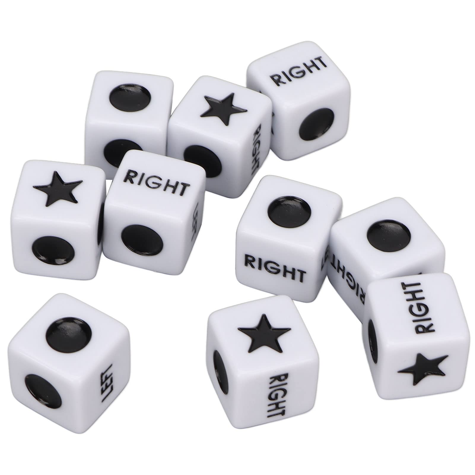Dice Set, 20Pcs Plastic White Dice 16mm 6 Sided Dice, Waterproof Standard Game Dice, Left Right Dice Set, for Board Games, Activity, Party Favors