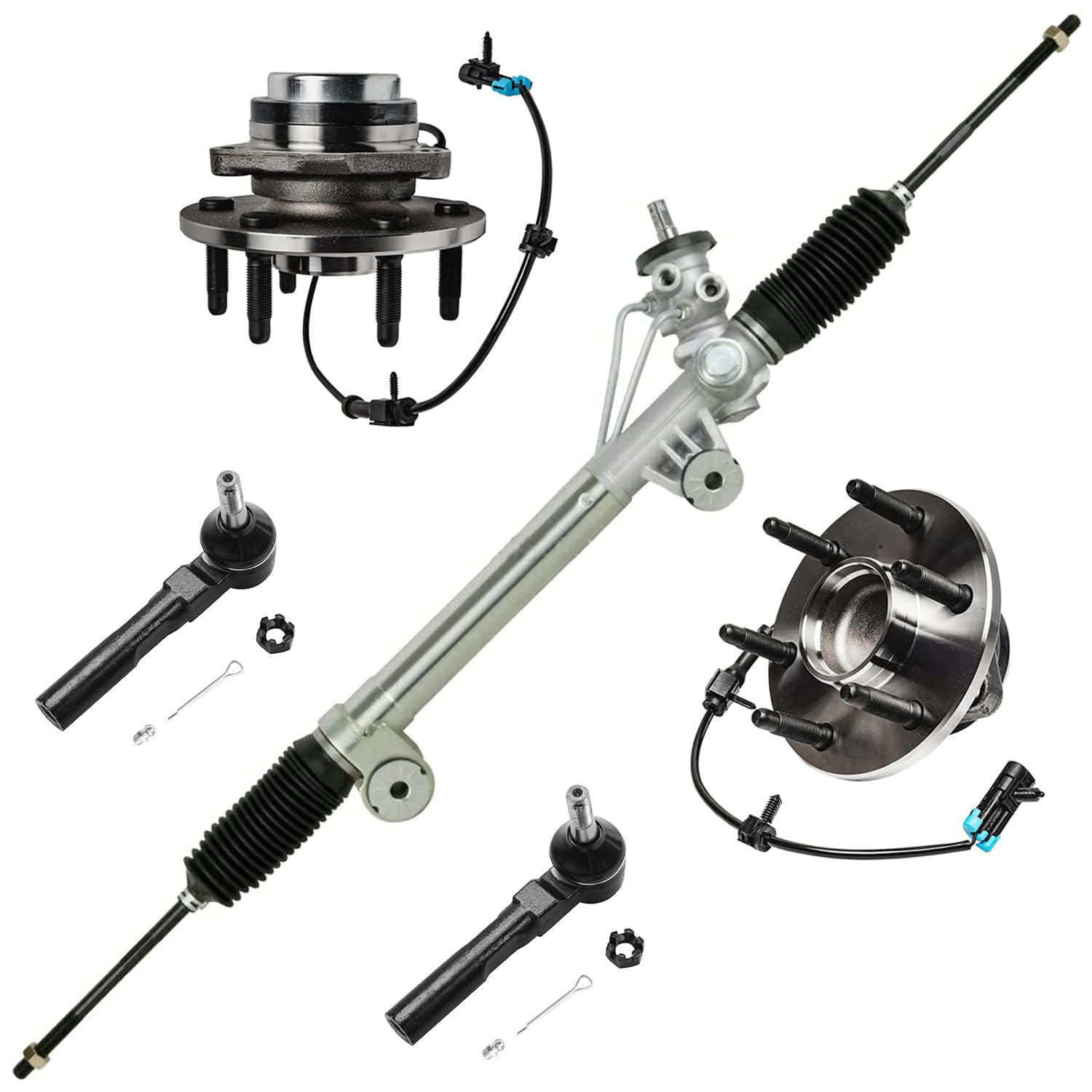 Detroit Axle - 2WD Rack &amp; Pinion Front Hub Kit Chevy Silverado Sierra 1500