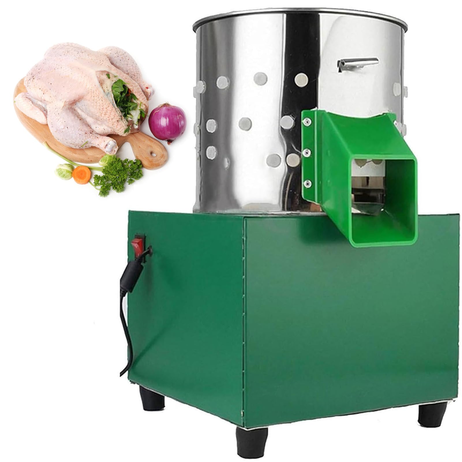 Piccolo spennapolli, macchina elettrica per la rimozione delle piume in acciaio inox, spennapolli automatico pesante per 3–5 polli per lotto, per elaborazione di quaglie e pollame