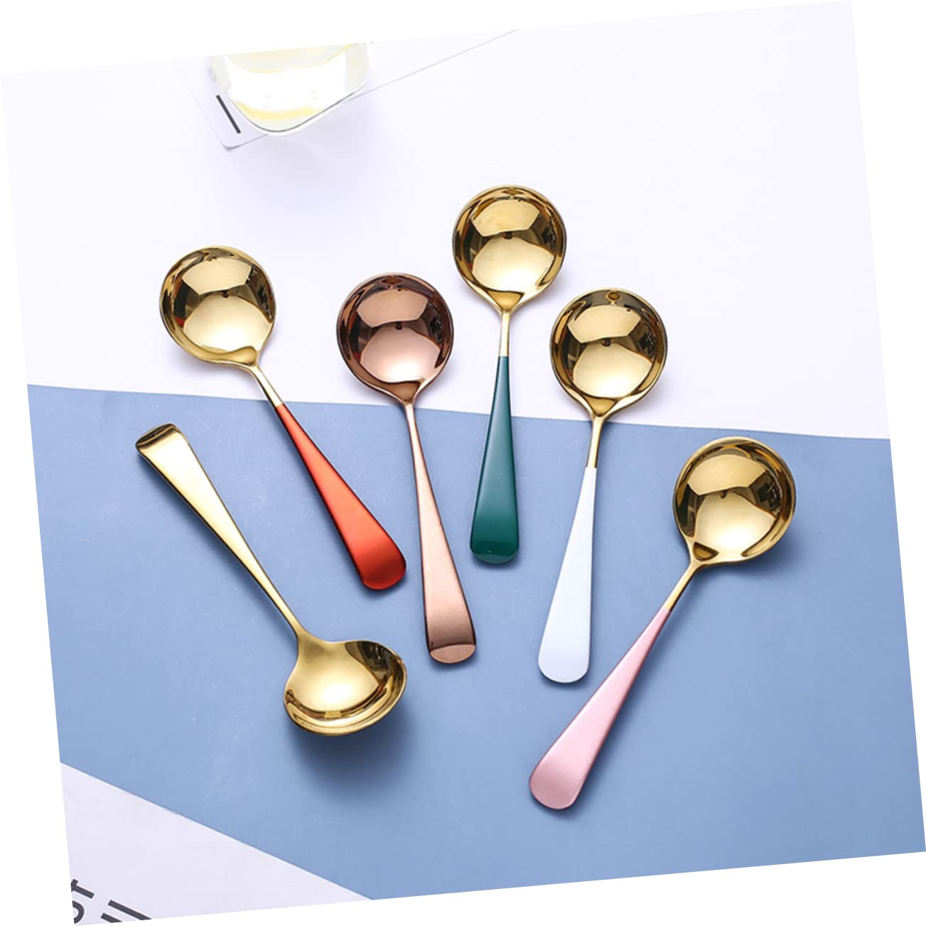 KICHOUSE 3pcs 304 Table Spoons Dinner Spoons Salt Spoons Appretizer Spoon Cake Spoon Round Soup Spoons Spoons Appetizer Spoons Mini Spoons Milk Spoon Soup Ladle Serving Spoon Silver