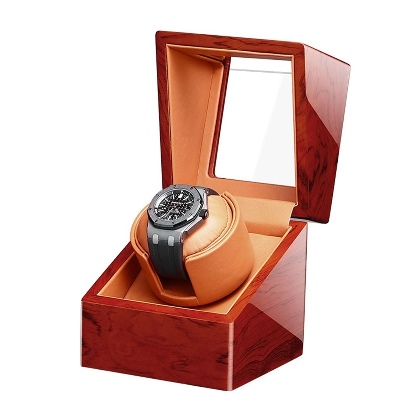 QUSYZD Automatic Single Watch Winder for Luxury Watches Watch Winder Box with Quiet Motor Leather Exterior and Soft Flexible Watch Pillows of Velvet,