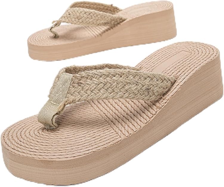 Women's Flip Flops with Arch Support for Women,Comfortable Waterproof Wedge Heel Quick Dry Sandals for Summer Beach Pool