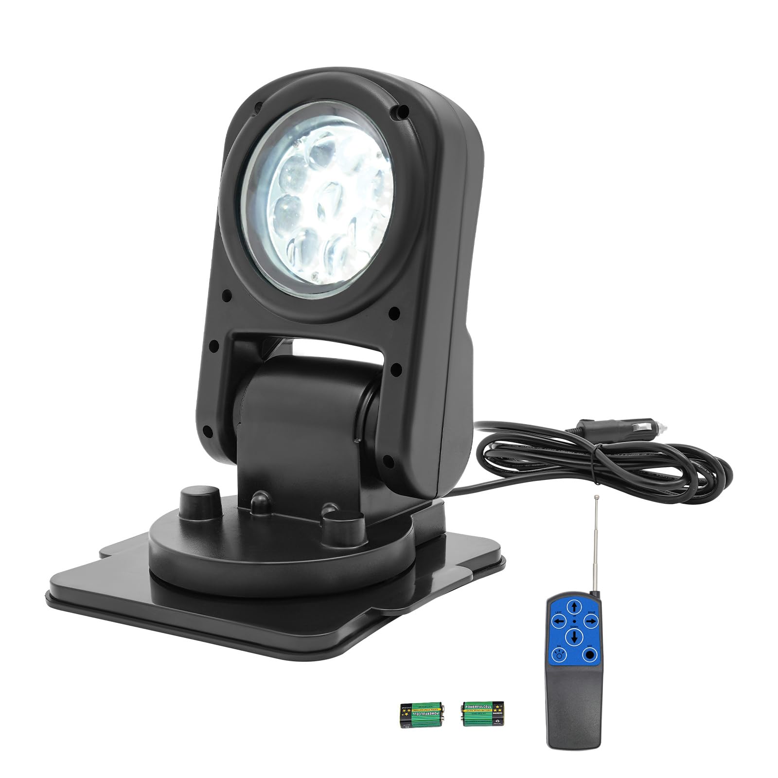 Reflector de 45 W 9 LED con base magnética y mando a distancia, 8000 lm, 6500 K, para yates, marinos, barcos de pesca, barcos, pesca