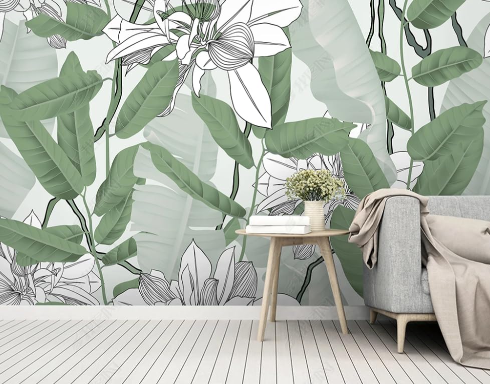 Papier peint intissé de feuilles de bananier grand format luxe