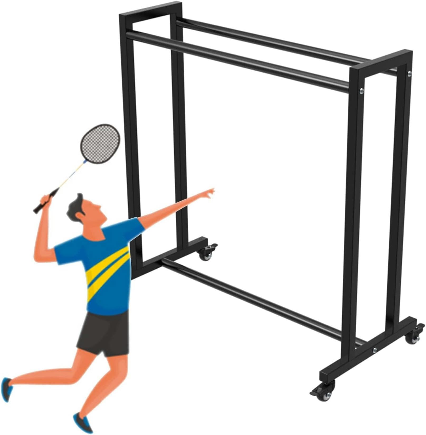Rack de rangement pour ballons et raquettes de tennis en acier pour école
