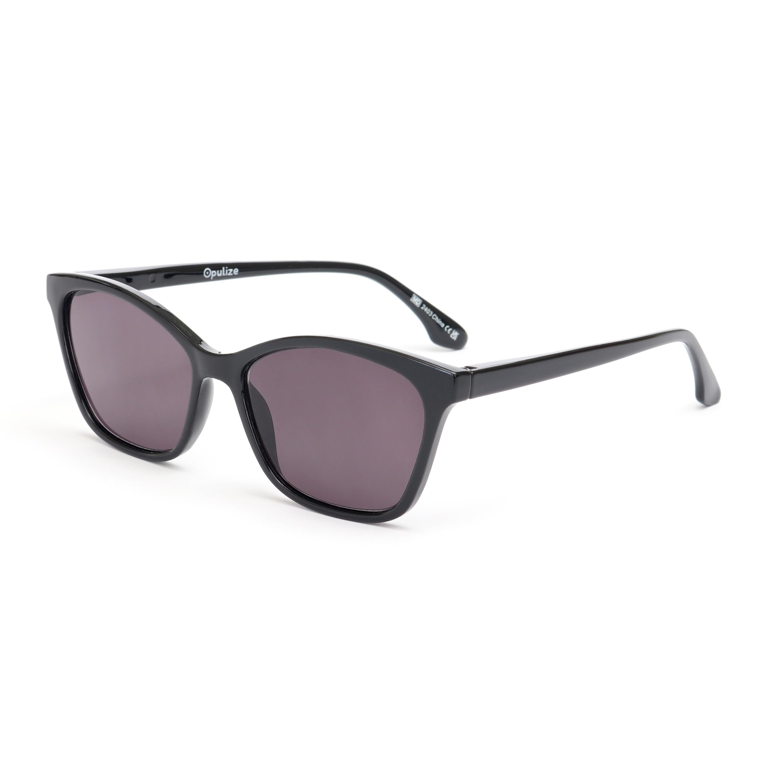 OPULIZE KAT Gafas de Sol - Elegante Montura Ojo de Gato - Negro - Hombres y Mujeres - Ajuste Muy Cómodo - Bisagras de Muelle - S59-1