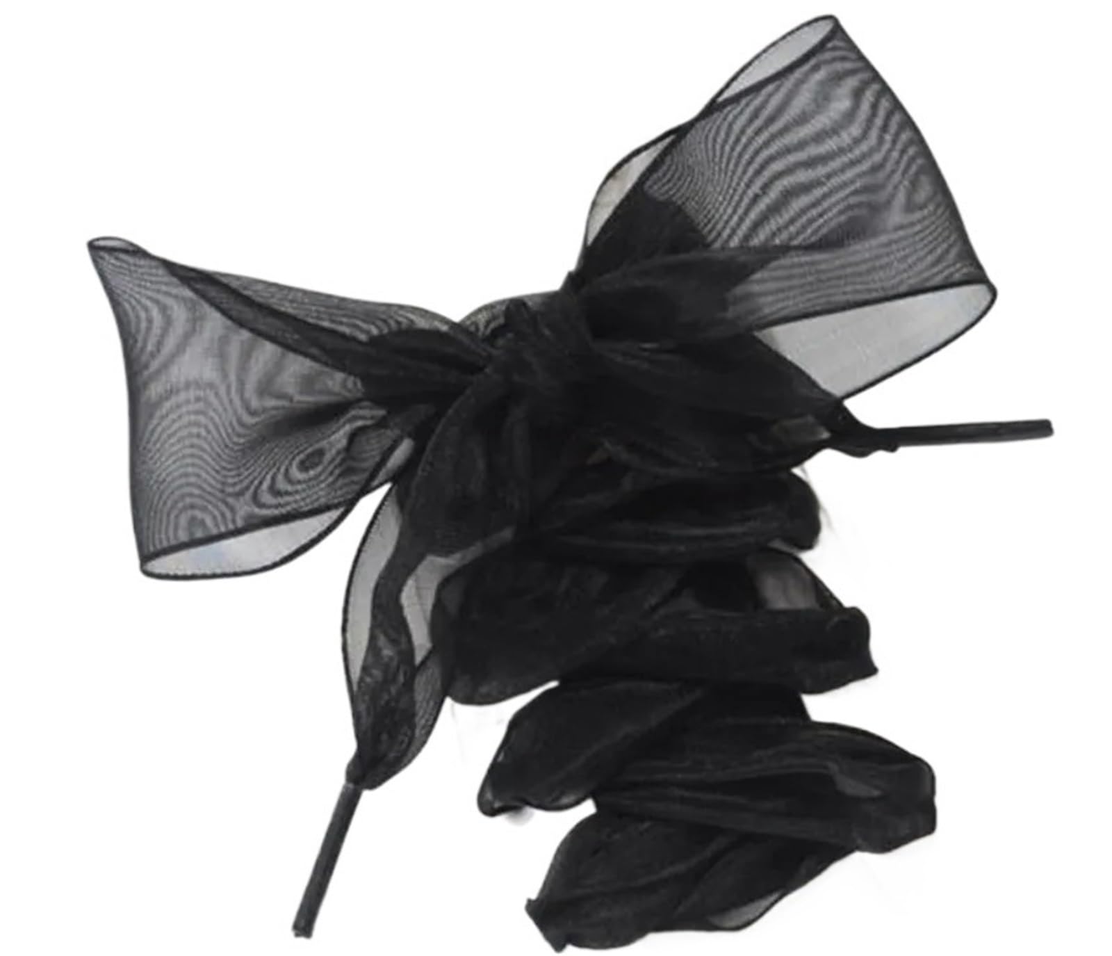 GPDNBIEU Shoelaces, Widen Organza Shoe Strings Women Bow Shoelaces Flat Silk Satin Ribbon Canvas Sneakers Sport Shoes Laces(Black,140cm)
