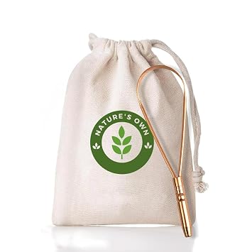 Natures Own Tongue Scraper for Adults & Kids, Copper Tongue Cleaner/Scrubber to Improve Fresh Breath Remove Tongue Buildup, Easy to Use Portable Tongue Scrappers for Oral Care & Hygiene