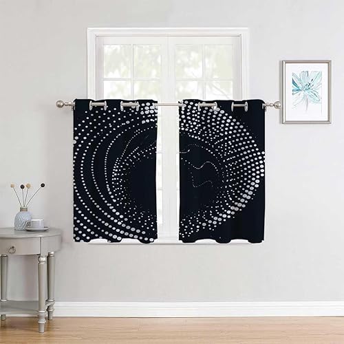 Miniatura 3 de Blackout Curtains Black Geometry Lattice Line Modern Door Frame Curtain Cortinas para Separar Cuartos 55Inch Width by 45Inch Length,2 Panels