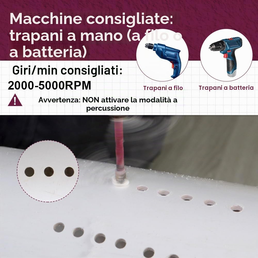 Punte Eccentriche 10 Pezzi - 6/6/6/6/8/8/10/10/12/12mm Punte Trapano Cemento per Legno Plastica Muratura, Foratura a Umido Piastrelle Ceramica Marmo Vetro, Gambo Esagonale a Cambio Rapido