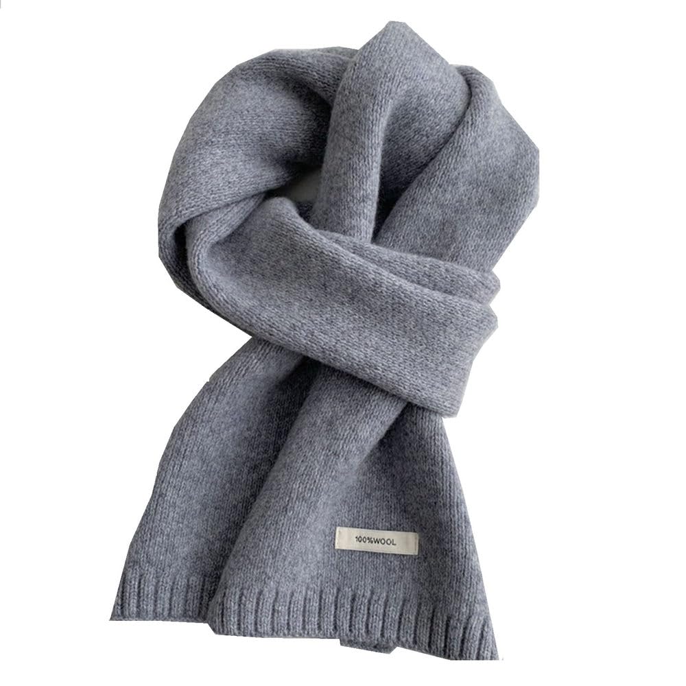 LINYUMEILL 100% Pure Wool Scarf~Wool Camel Beige Warm Knitted Scarf With Men'S And Women'S Scarves,Light Grey