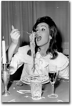 Chen Lin Canvas Painting Posters and Print Women Eating Pasta Black And White Art Vintage Wall Bedroom Kitchen Office Home Wall Decor 20x30inch