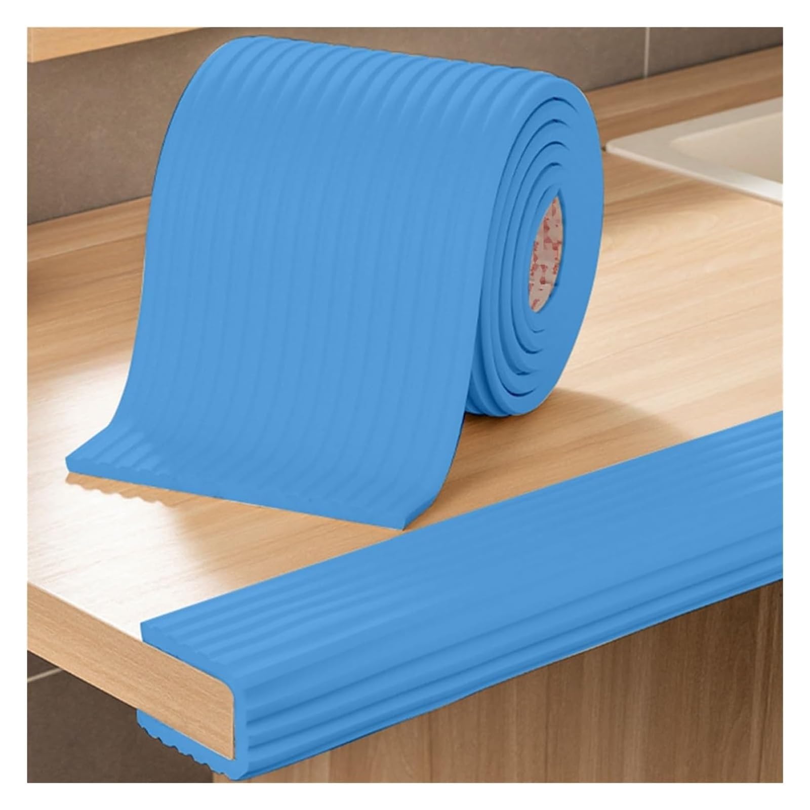Protector de esquina de seguridad infantil con espuma anticolisión para protección de bordes de mesa, color azul, 2 m