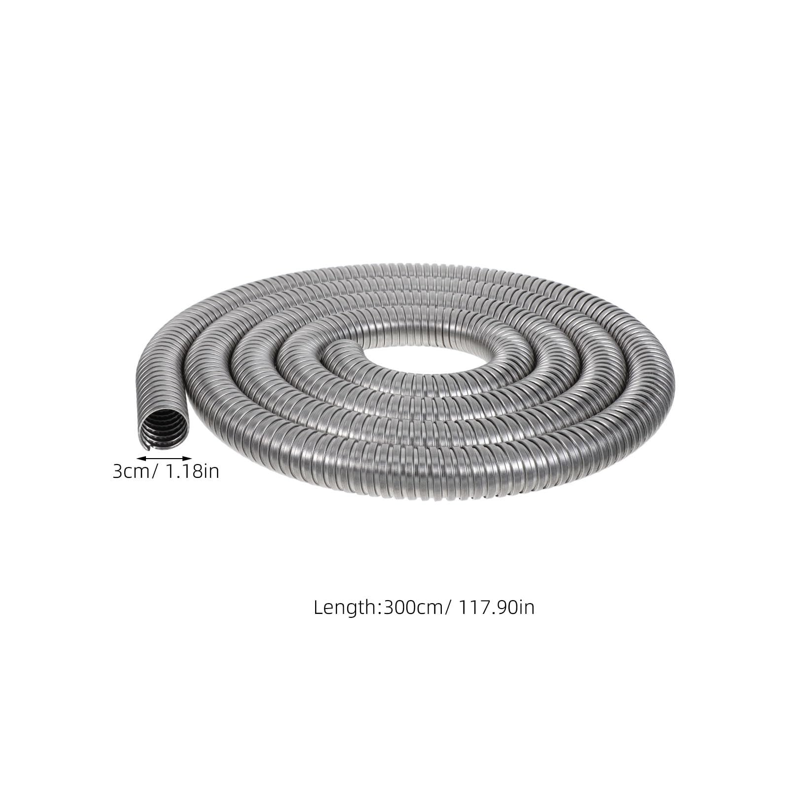 Metallschutzschlauch, Spiralschlauch, flexibel, aus Edelstahl, 2,5 cm x 3 m, für die Sicherheit der elektrischen Verkabelung in Landschaftsbeleuchtungsprojekten
