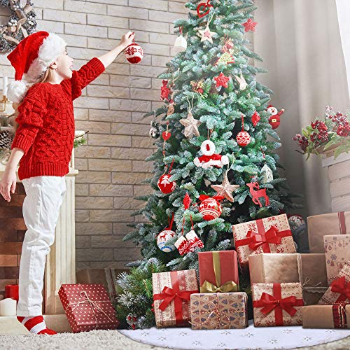 TOBEHIGHER Christmas Tree Skirt - 35 inches White Luxury Soft Faux Fur Tree Skirt, Pet Favors for Xmas Tree Decorations and Ornaments Fluffy Short Fur