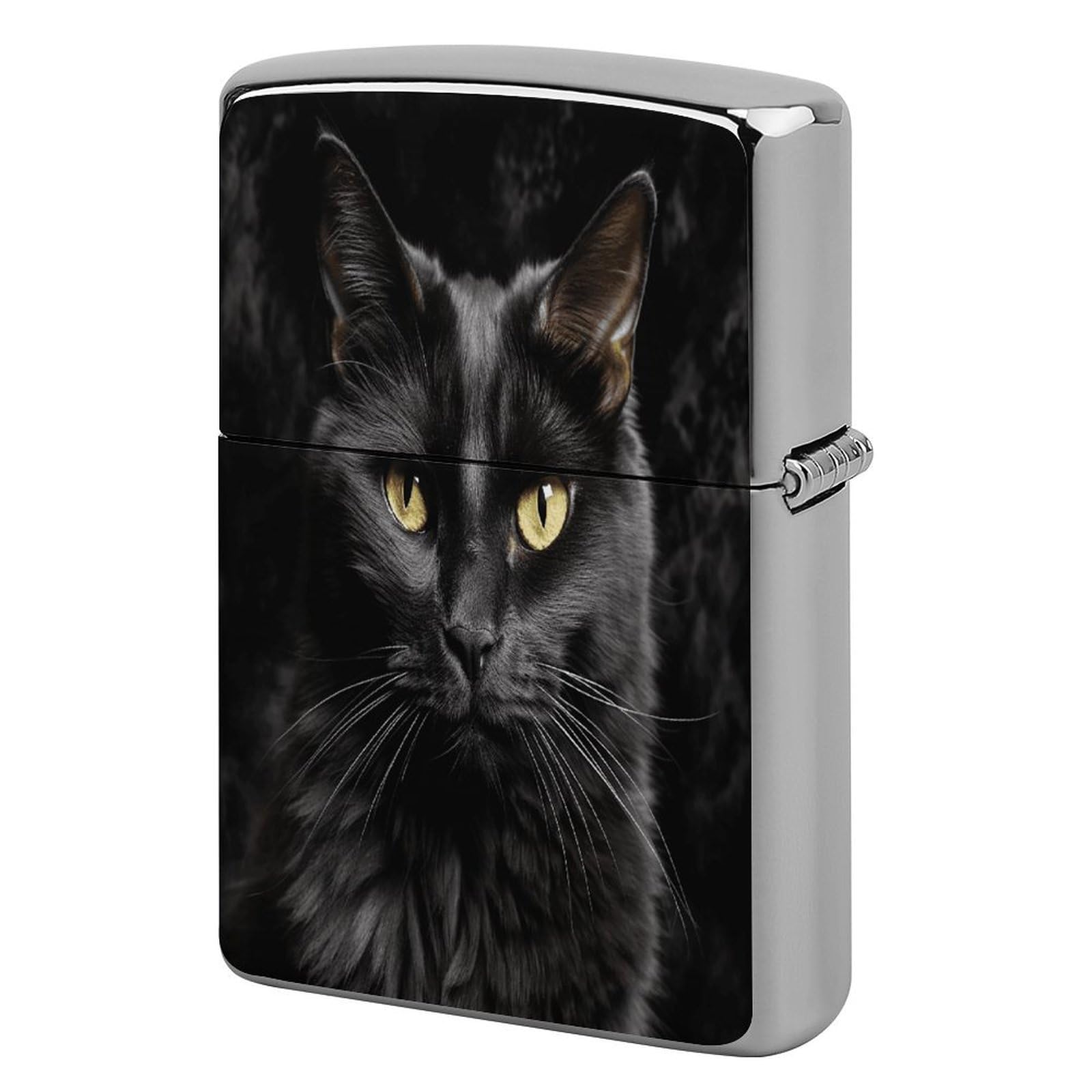 Btcowzrv Style Black Cat Golden Eyes Metal Lighter Case Sleeve Cover Holder