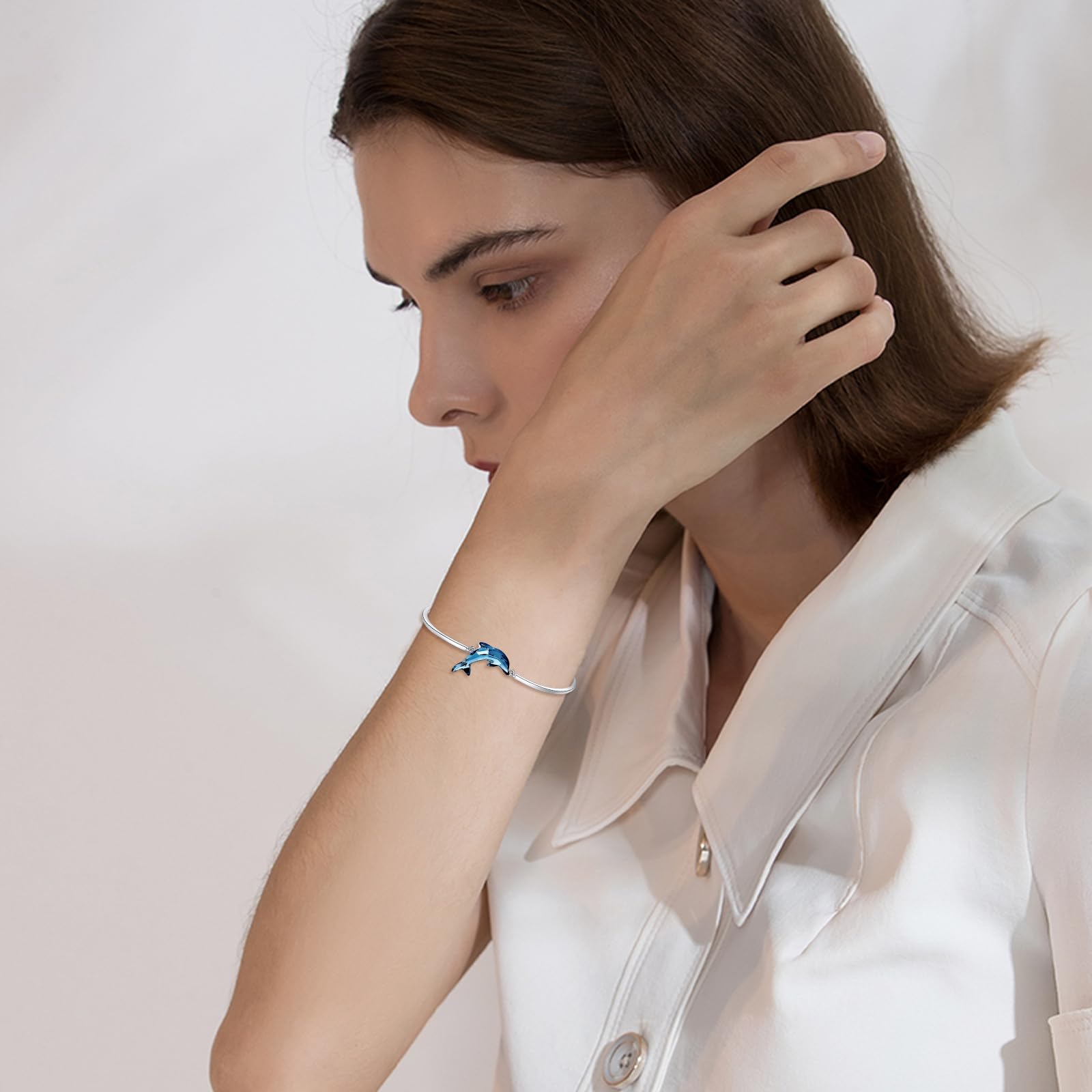 POPLYKE Libelle/Blatt/Böses Auge/Schmetterling/Delphin Armbänder 925 Sterling Silber Pandora Armbänder für Damen