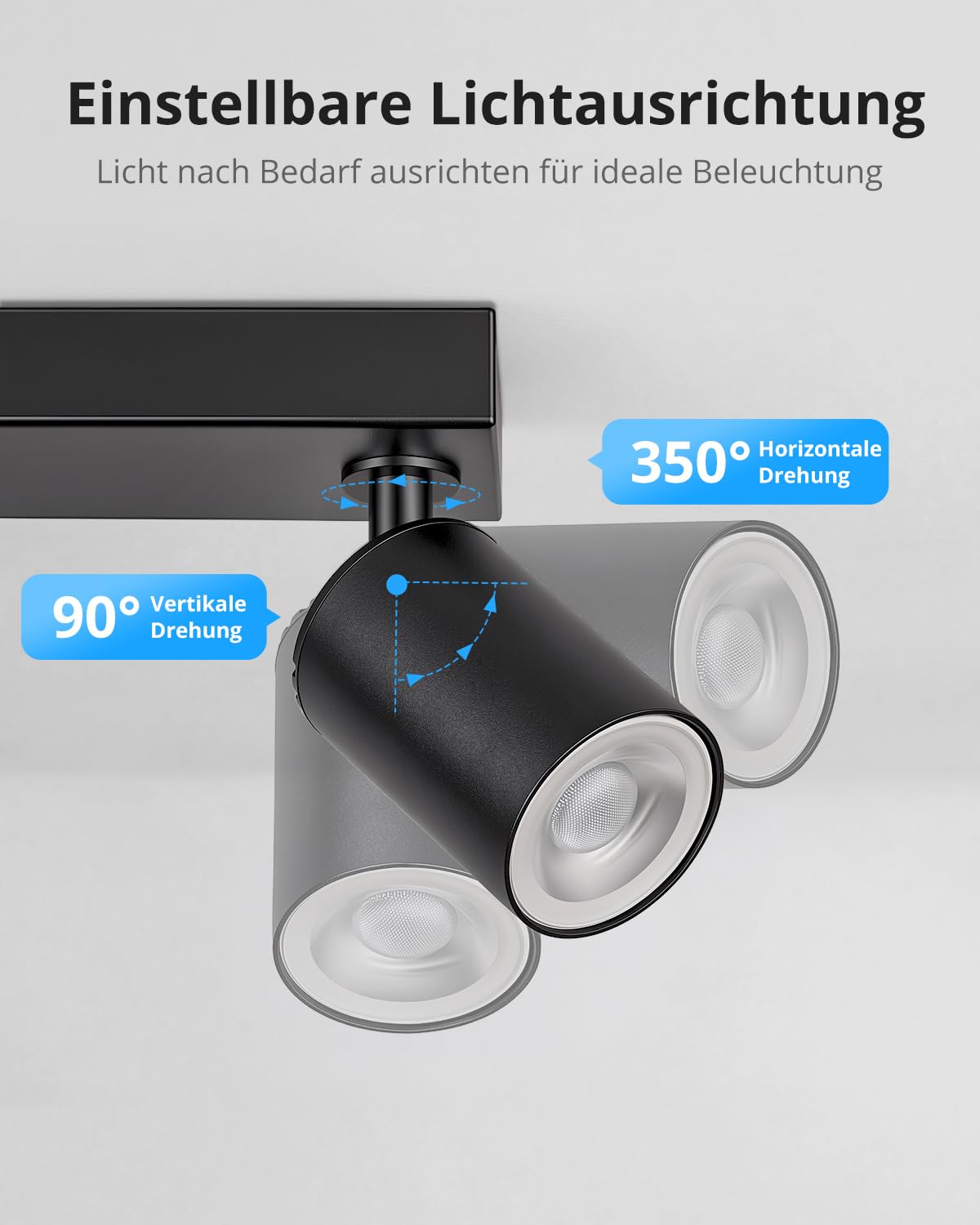 Gr4tec Deckenstrahler LED 5 Flammig, GU10 Spots Deckenleuchte Schwarz