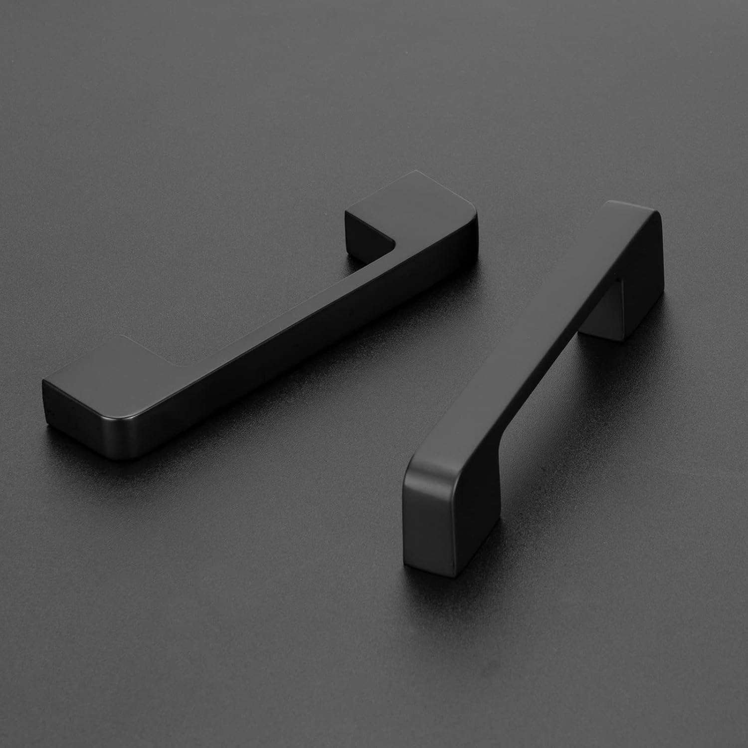 homdiy 12 Pack Matte Black Kitchen Cabinet Pulls - Square Cabinet Hardware Drawer Pulls Modern Bathroom Cabinet Handles Zinc Alloy Clear Drawer Pulls,3-3/4 Inch Hole Center