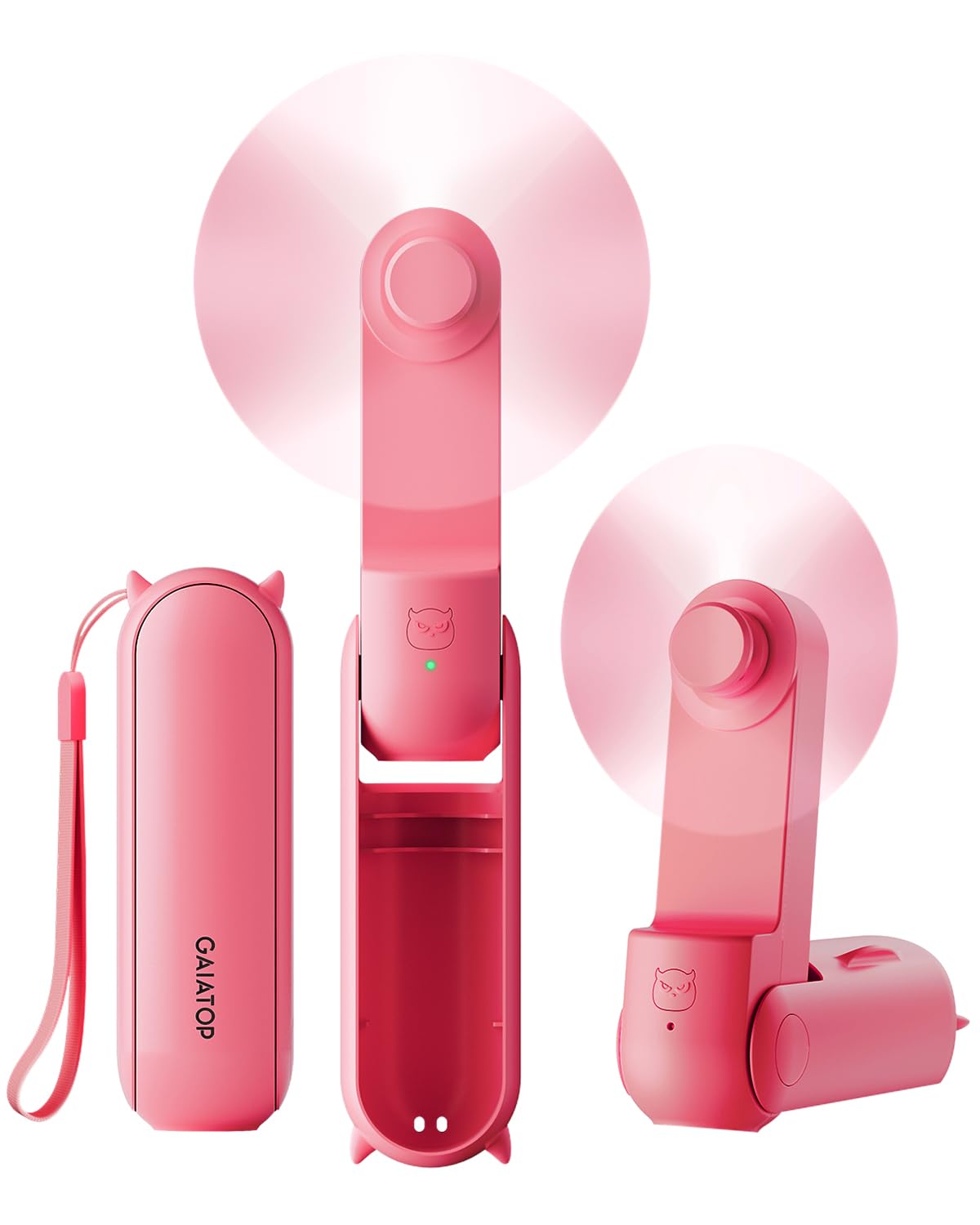 GAIATOP Portable Handheld Fan, 3 IN 1 Mini Foldable Travel Fans [17H Max Cooling Time] with Power Bank, Pocket Design USB Rechargeable for Travel Concert Lash Makeup, Summer Gifts for Women Girl, Rose
