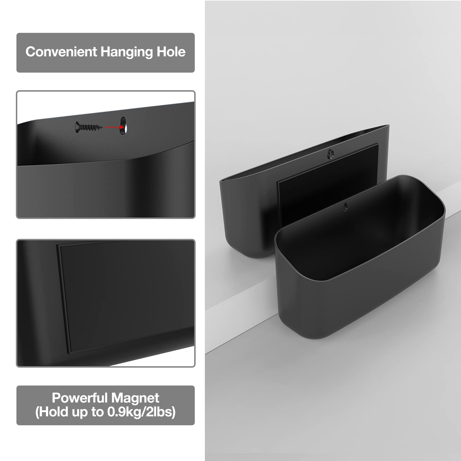 MoKo Magnetic Dry Erase Marker Holder, Widen Magnetic Marker Pen Storage for School Supplies, Whiteboard, Refrigerator, Locker, Laundry Storage Basket Lint Holder Bin for Dryer, Washing Machine, Black