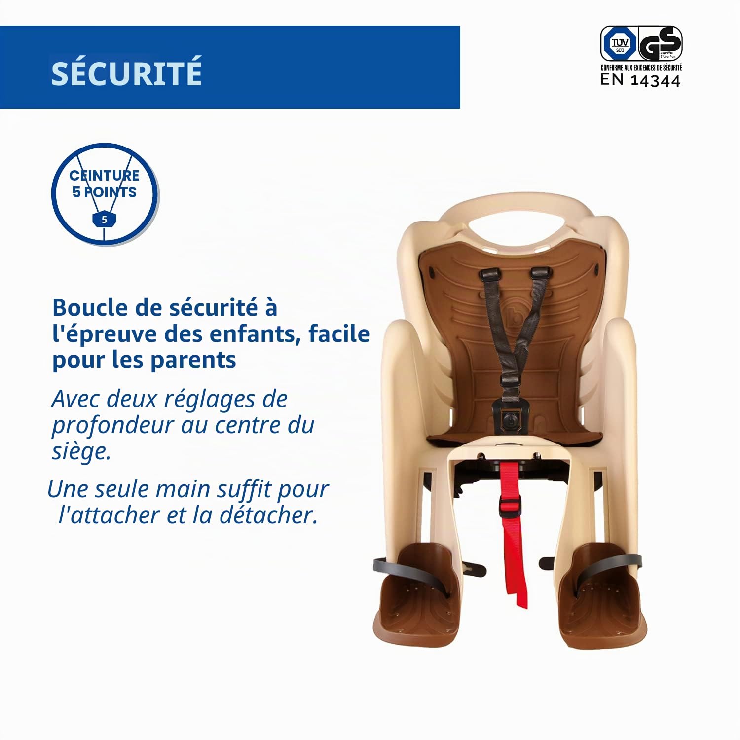 b bellelli Mr Fox - Siège arrière pour vélo - pour Les Enfants jusqu'à 22 kg, de 3 à 8 Ans - Fixation au Porte-Bagages