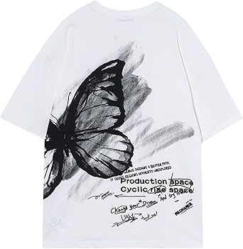 Vamtac Butterfly Graphic Tees Men Y2K Oversized Vintage T Shirts Loose Streetwear Short Sleeves Summer Tops
