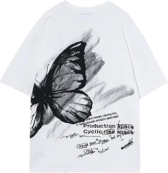 Vamtac Butterfly Graphic Tees Men Y2K Oversized Vintage T Shirts Loose Streetwear Short Sleeves Summer Tops