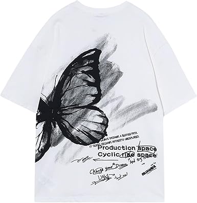 Vamtac Butterfly Graphic Tees Men Y2K Oversized Vintage T Shirts Loose Streetwear Short Sleeves Summer Tops
