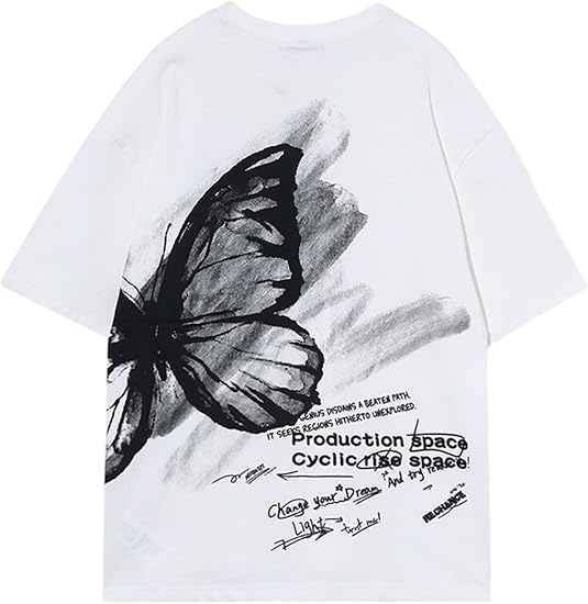 Vamtac Butterfly Graphic Tees Men Y2K Oversized Vintage T Shirts Loose Streetwear Short Sleeves Summer Tops
