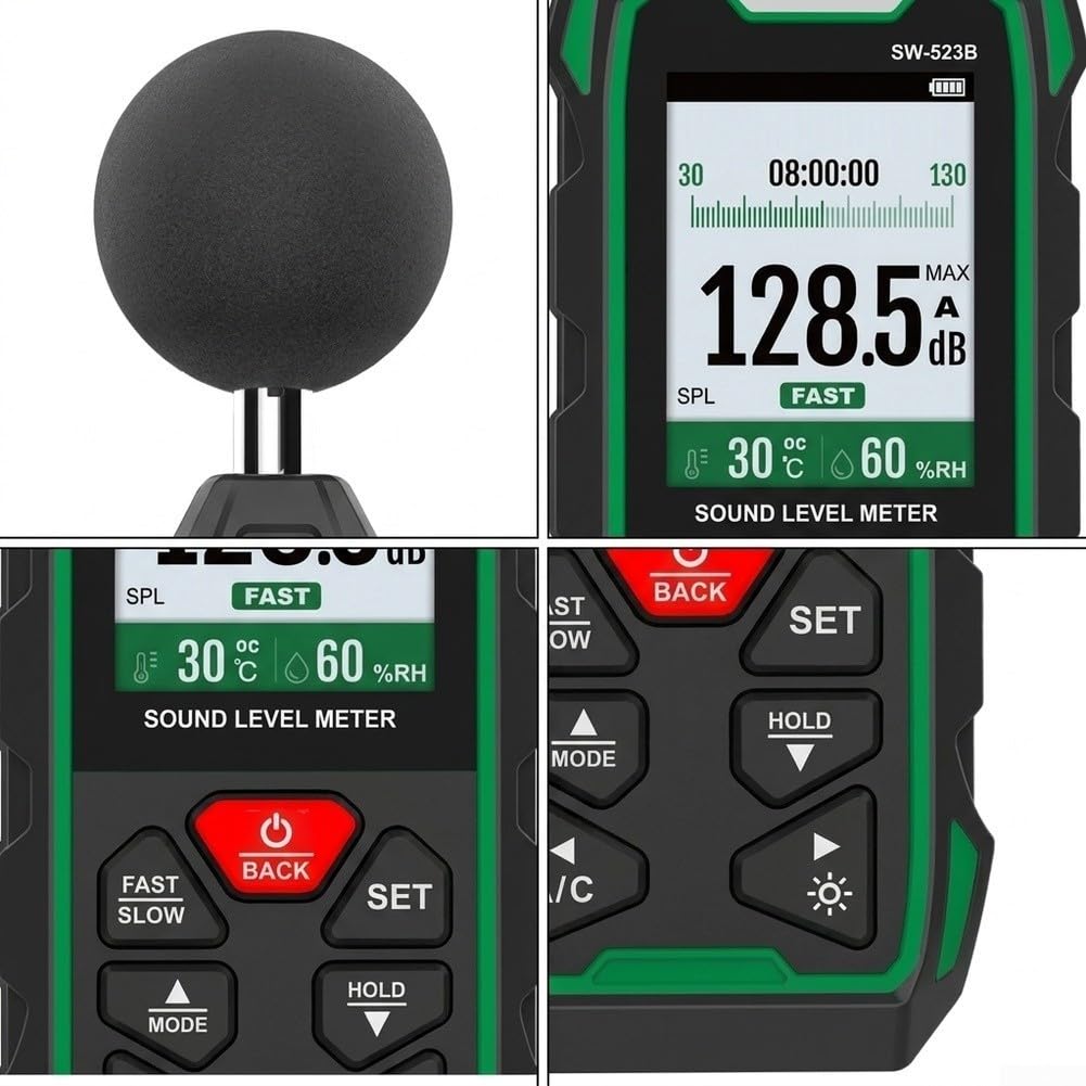 Medidor de ruido 30-130dB para la seguridad del taller de la fábrica