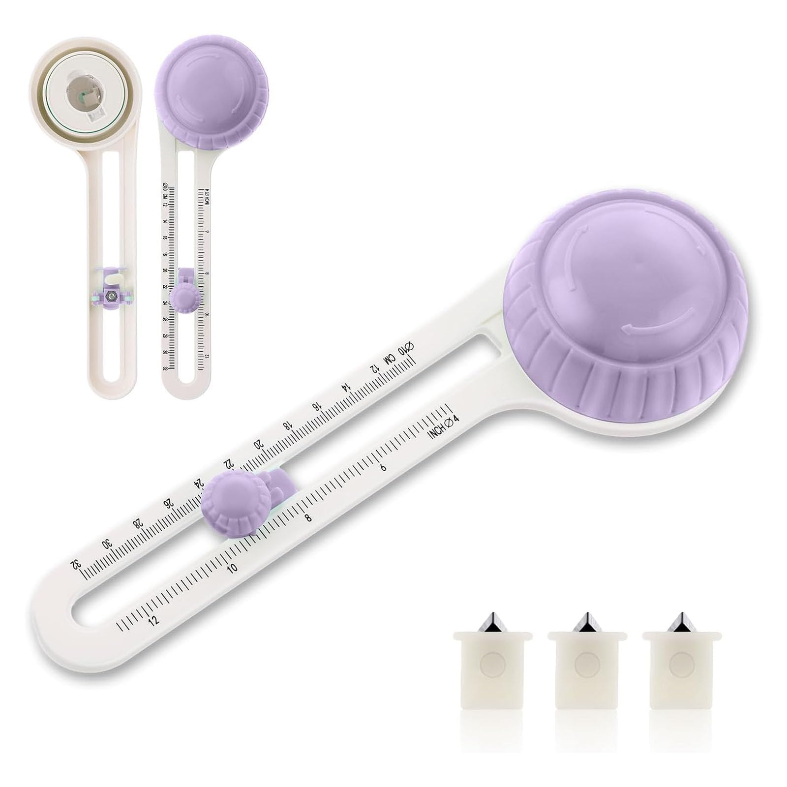 1-Piece Purple Circle Cutter for Crafting, Adjustable Circular Paper Cutter with 3 Blades, Ergonomic DIY Crafting Tools – for Scrapbooking and Card Making